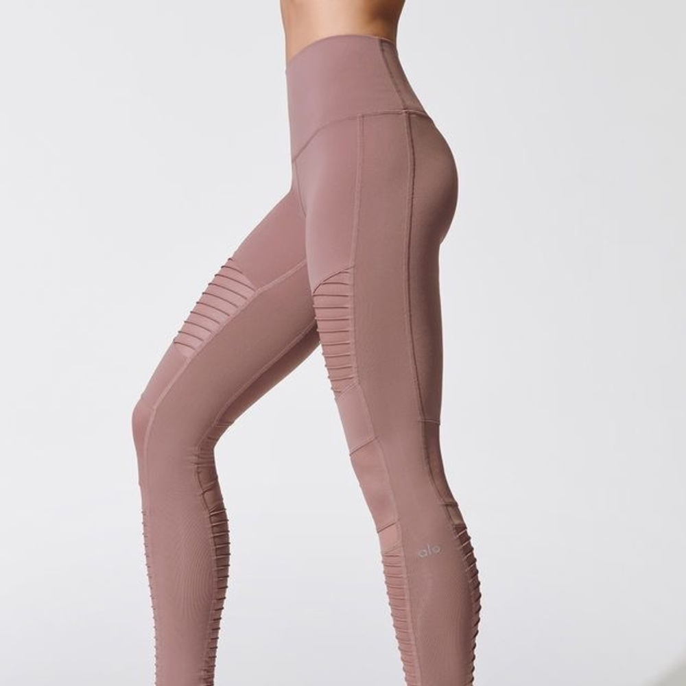 ALO High-Waist Moto Leggings (XS, Smoky Quartz)